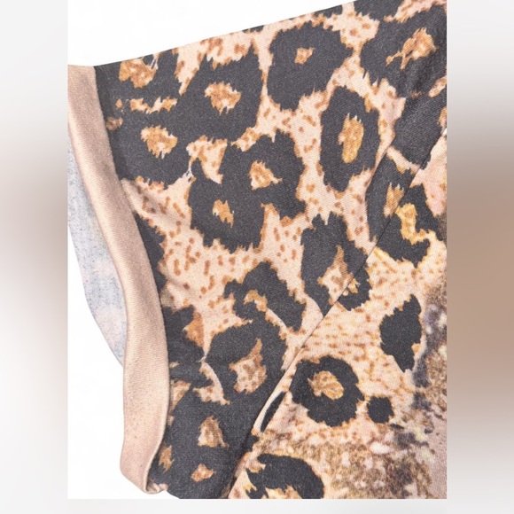 Leopard Print 'Blessed' Tee - Tan and Blue - Picture 3 of 4